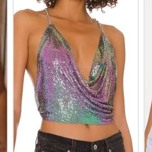 8 Other Reasons Iridescent Sequin Crop Top